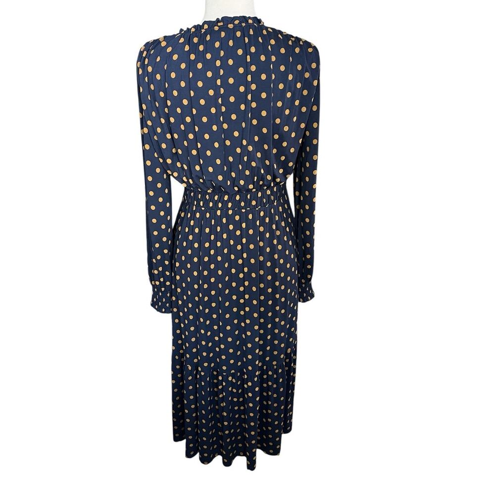 Boden Rosanna Long Sleeve Tea Dress Polka Dot Ruched Pockets Stretchy Modest 12R - Picture 7 of 14